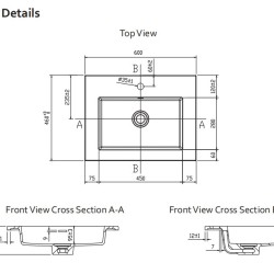 600mm Slim Polymarble Basin Vanity Top Only